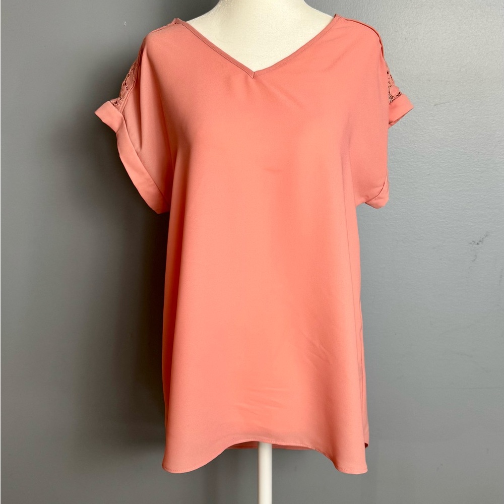 Elegant Coral V-Neck Blouse for Women